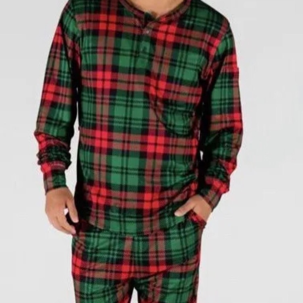 SHINESTY The Lincoln Log Love Daddy Men's Red Plaid Christmas Pajama Top, M